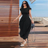 CMYAYA Loose DrawString Women O-neck Sleeve - Lena & Miles Exquisite Boutique LLC.