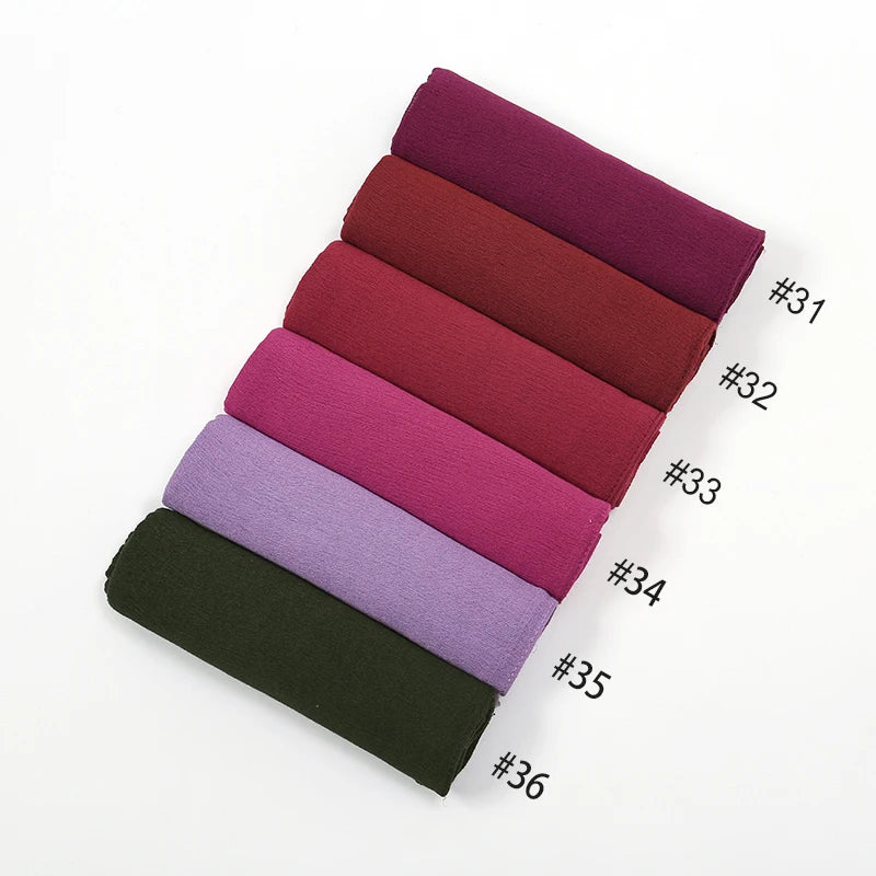 New Arrival Crinkle Rayon Hijab Women Muslim Scarf Shawls Solid Headscarf Wraps Big Size Plain Islamic Turban Headbands Foulard - Lena & Miles Exquisite Boutique LLC.