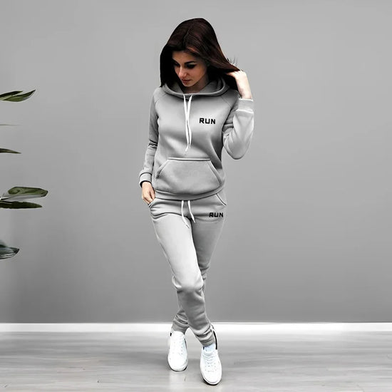 Womens Fashion Tracksuit Set 2025 New 2 Pieces Hoodie and Joggers Casual Daily Outfit Autumn Winter Fitness Jogging Sportswear