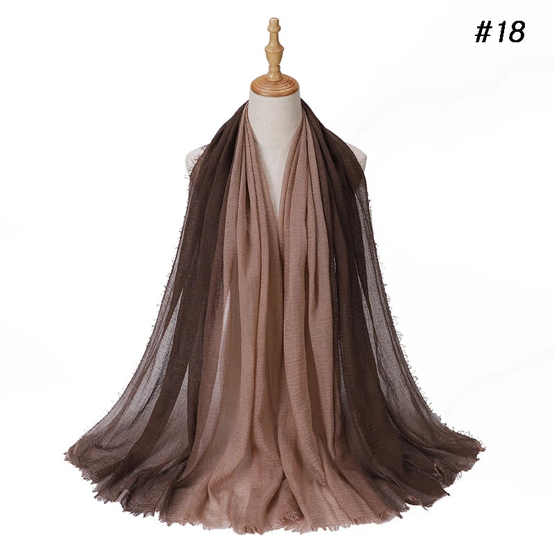 Two Color Crinkle Gradient Color Hijab Tie-Dye - Lena & Miles Exquisite Boutique LLC.