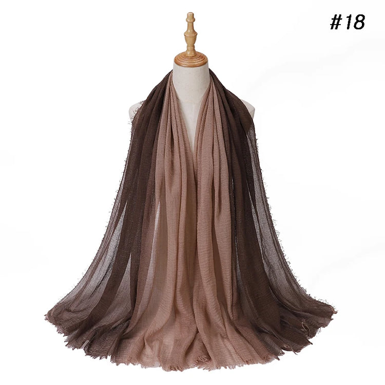 Two Color Crinkle Gradient Color Hijab Tie - Lena & Miles Exquisite Boutique LLC.