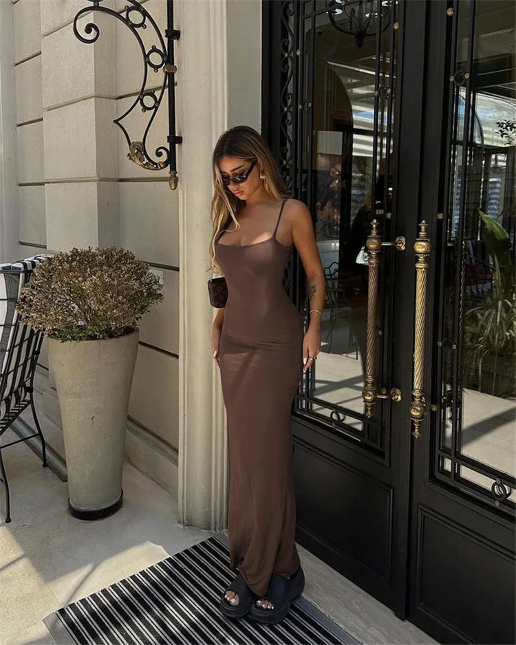 Mozision Spaghetti Strap Backless Bodycon - Lena & Miles Exquisite Boutique LLC.