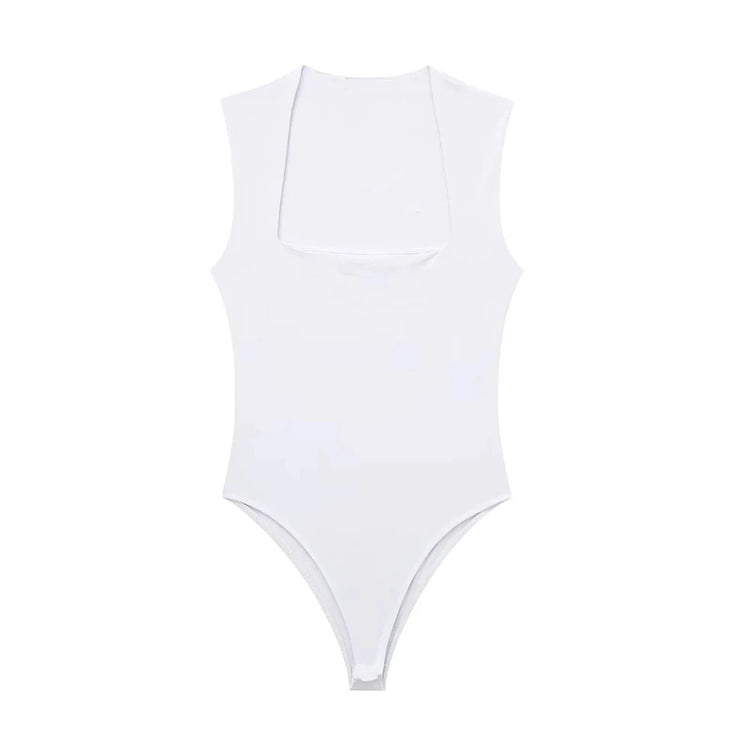 TRZA-Skinny Bodysuits for Women, Sexy Fashion, Square Neck, Sleeveless, Snap-Button, Female Playsuits, Mujer - Lena & Miles Exquisite Boutique LLC.