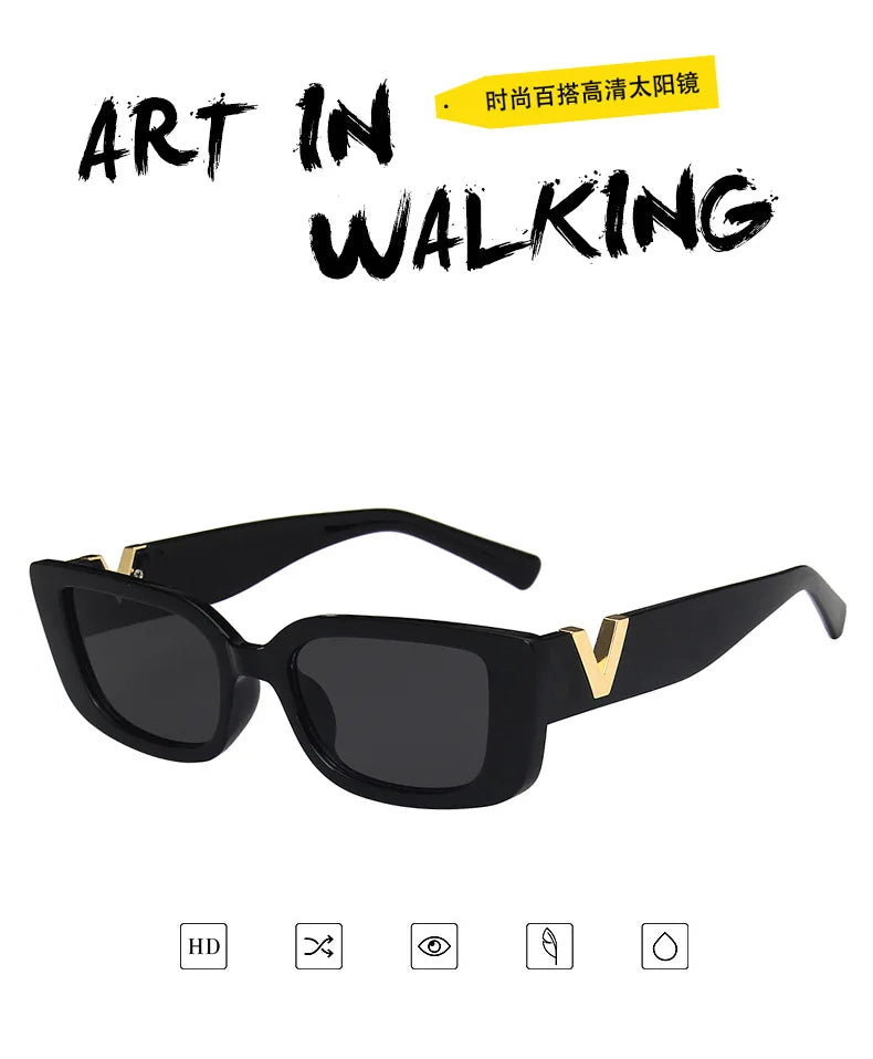 Retro Rectangle Sunglasses Women Brand Designer Vintage Small Frame Sun Glasses Ladies Classic Black Square Oculos De Sol - Lena & Miles Exquisite Boutique LLC.