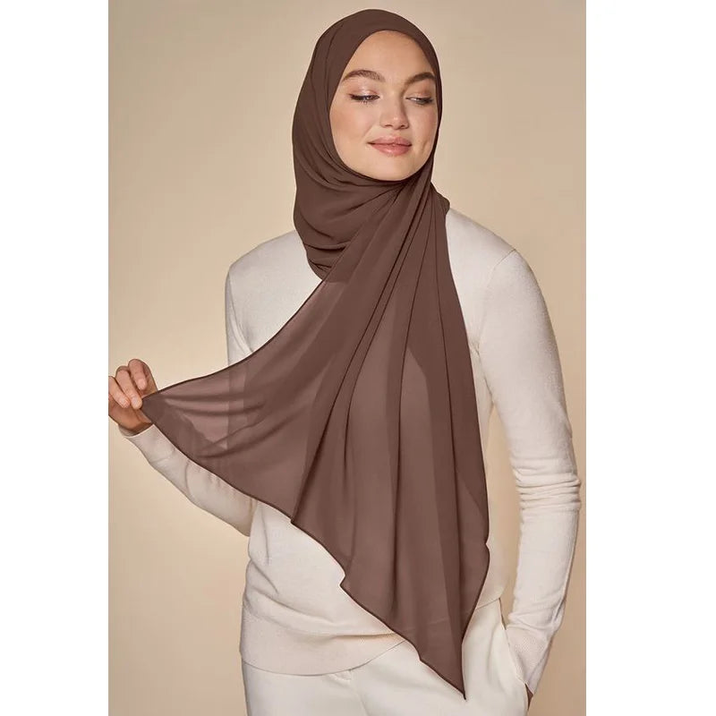 Muslim Chiffon Hijab Scarf Women Long Solid - Lena & Miles Exquisite Boutique LLC.