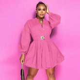 CM.YAYA Long Sleeve with Belt Single Breasted - Lena & Miles Exquisite Boutique LLC.