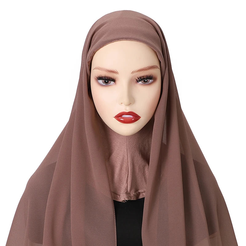Full Cover Inner Muslim Chiffon Hijab Instant Scarf Islamic Cap Head Wear Caps Underscarf Bone Bonnet Headcover - Lena & Miles Exquisite Boutique LLC.
