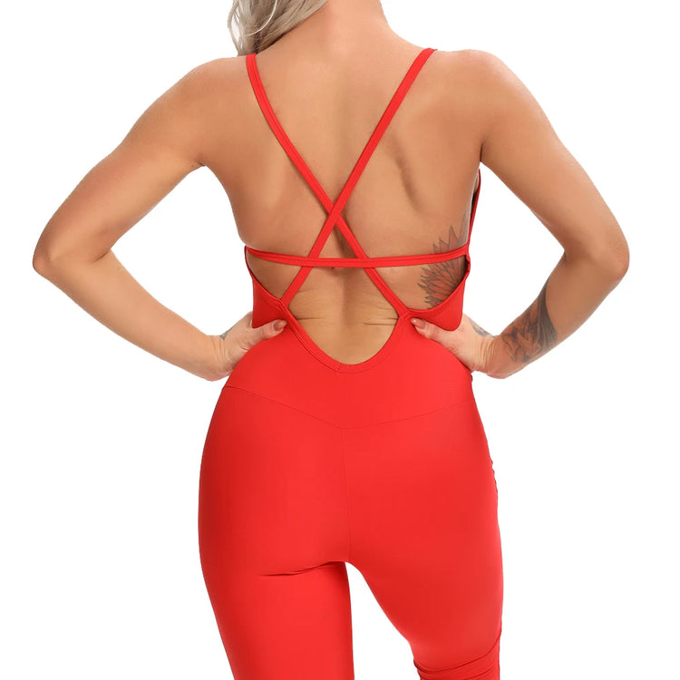 Women Yoga Jumpsuit Backless Workout Catsuit Bodysuit Sleeveless Gym Bodycon Romper Sportswear Fitness Yoga Suit Sexy Sport Set - Lena & Miles Exquisite Boutique LLC.