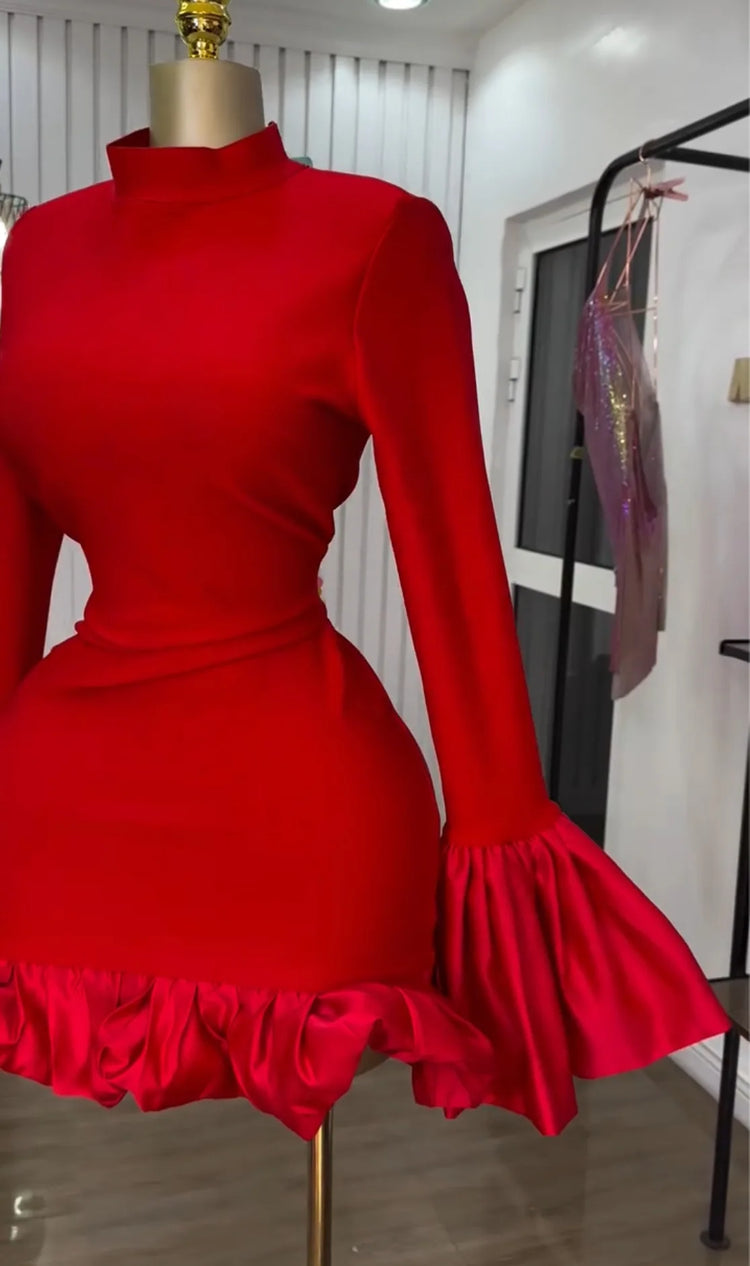 CM.YAYA Women O-neck Long Flare Sleeve Ruff - Lena & Miles Exquisite Boutique LLC.