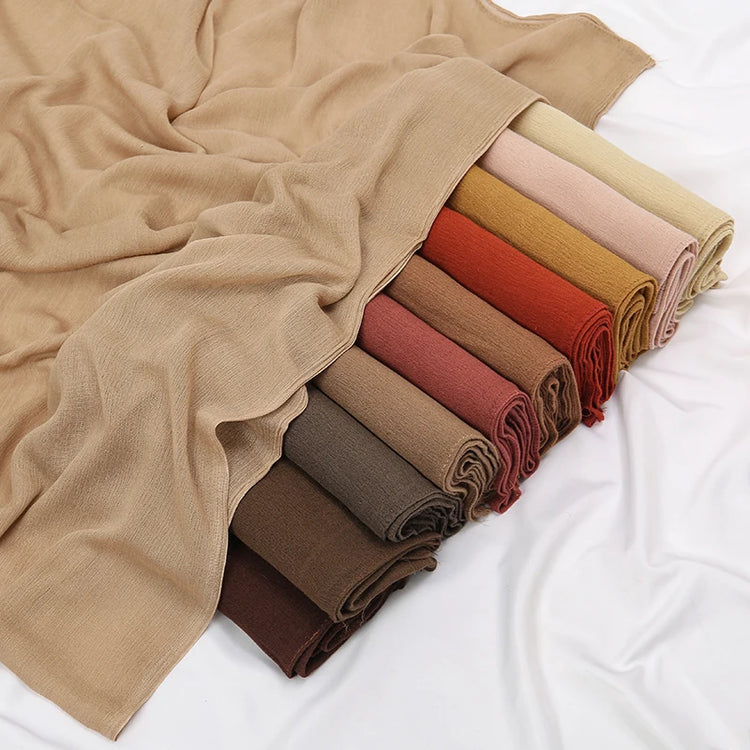 New Arrival Crinkle Rayon Hijab Women Muslim Scarf Shawls Solid Headscarf Wraps Big Size Plain Islamic Turban Headbands Foulard - Lena & Miles Exquisite Boutique LLC.