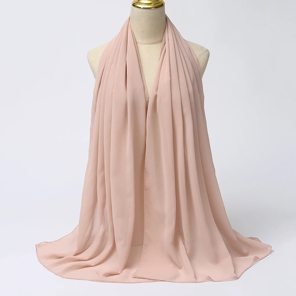 Ramadan Muslim Chiffon Hijabs For Woman Plain - Lena & Miles Exquisite Boutique LLC.