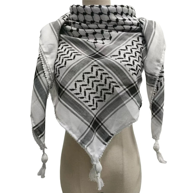 Fringed Arab Scarf Shemagh Head Wrap Arabian - Lena & Miles Exquisite Boutique LLC.