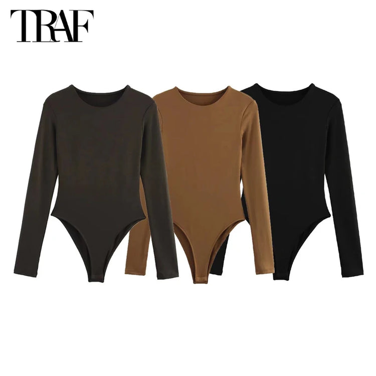 TRAF 2025 Bodysuit Women Sexy Bodys for Women Bustier Body Ladies Top Long Sleeve Bodysuits Woman Spring Summer Outfits Lingerie - Lena & Miles Exquisite Boutique LLC.