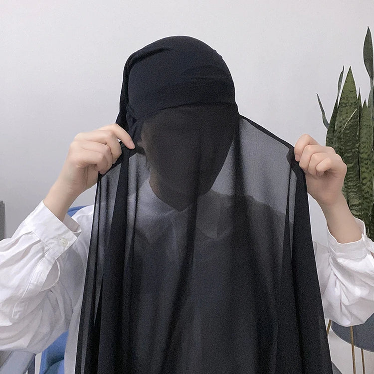 Muslim Women Bonnet + Chiffon Shawl Instant - Lena & Miles Exquisite Boutique LLC.