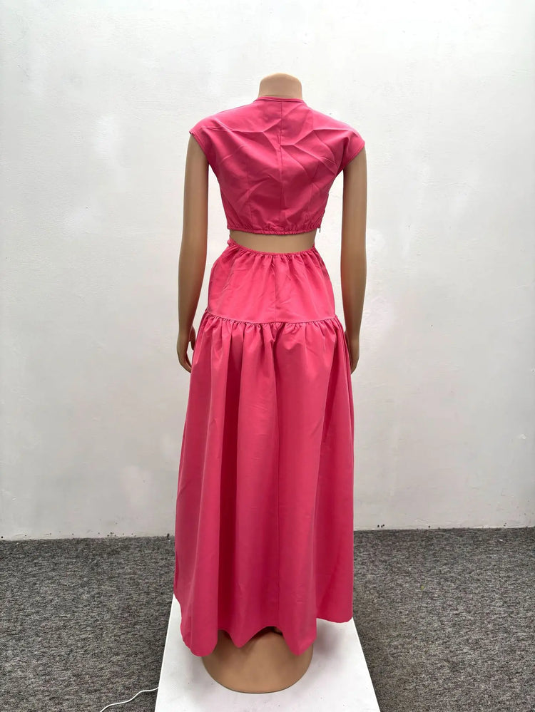 CM.YAYA Women Short Sleeve Tie Up Open Waist - Lena & Miles Exquisite Boutique LLC.