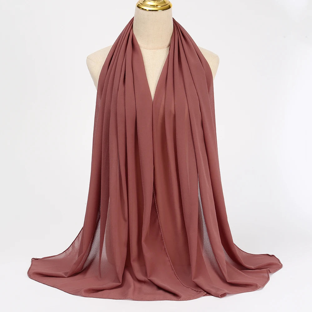 Ramadan Muslim Chiffon Hijabs For Woman Plain - Lena & Miles Exquisite Boutique LLC.