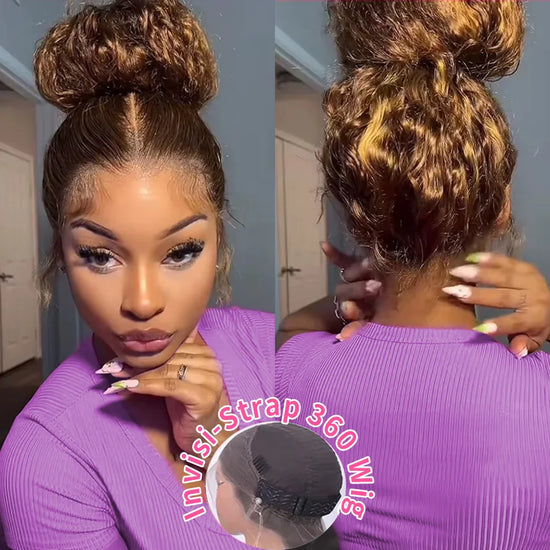 360 Full Lace Wig 427 Highlight Wig Human Hair Deep Wave Frontal Wig Honey Blonde 13X4 Curls Wigs Lace Front Frontal 250 Density