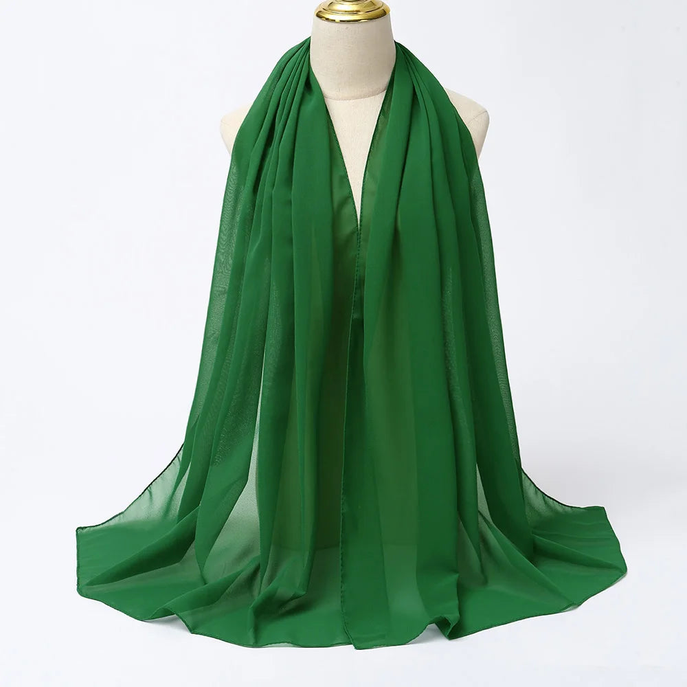 Muslim Chiffon Hijab Scarf Women Long Solid - Lena & Miles Exquisite Boutique LLC.