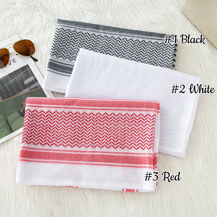 Luxury Design Muslim Men Plaid Print Kerchief Arab Shemagh Dubai Turban Neck Wrap Keffiyeh Arabic Middle East Headcover Shawl - Lena & Miles Exquisite Boutique LLC.
