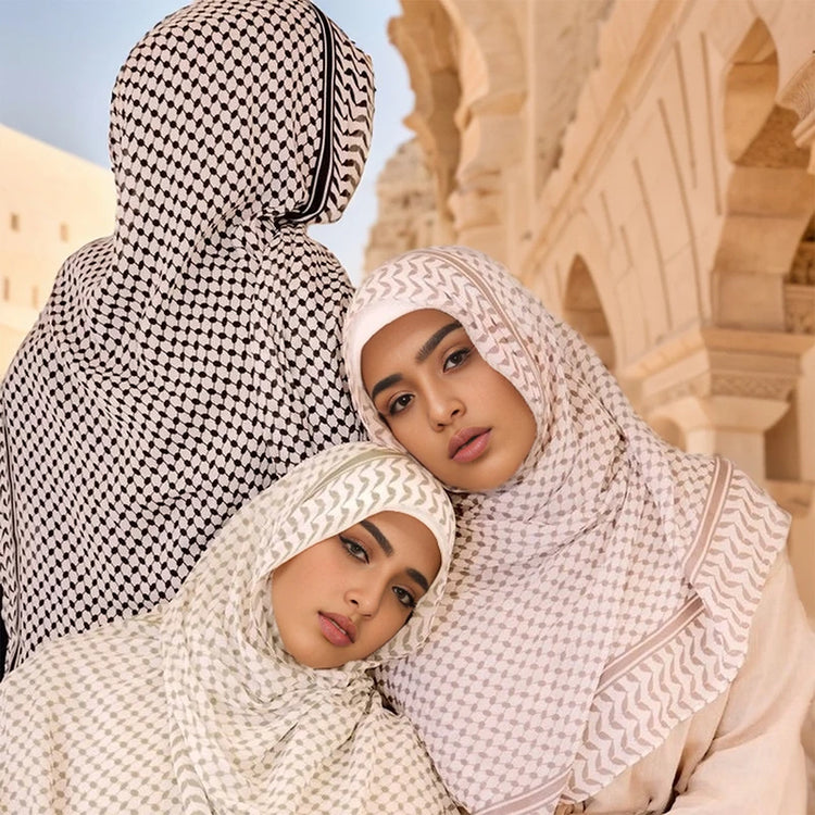 Hot Arab Chiffon Scarf Women Muslim Hijab Islamic Scarves Shawl Printed Arab Long Prayer Scarf Breathable Uae Plaid Long Scarf - Lena & Miles Exquisite Boutique LLC.