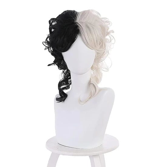 Synthetic Hair  Cosplay Wig Black and White  Short Curly Wigs Heat Resistant  for Costume