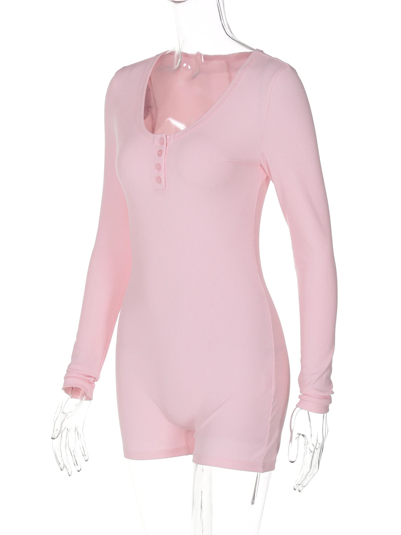 Dulzura Skinny Long Sleeve Playsuits Solid Bodycon Jumpsuits Rompers Evening Party Club Holiday Workout Sport Women Clothes Y2K - Lena & Miles Exquisite Boutique LLC.