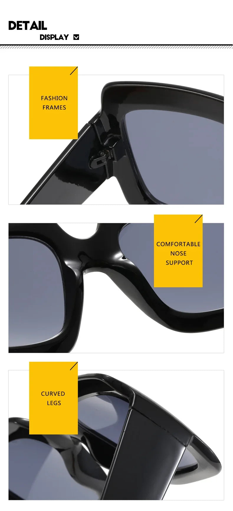 JNPCXI Oversized Square Sunglasses Women Fashion Shades UV400 Men Luxury Brand Designer Male Female Sun Glasses - Lena & Miles Exquisite Boutique LLC.