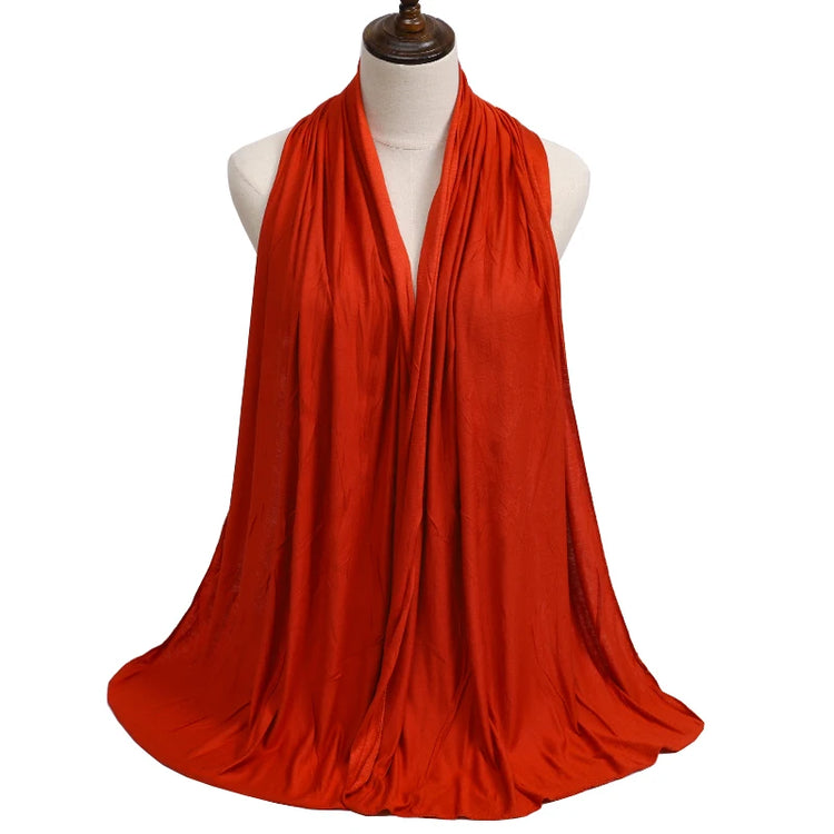 2023 New Modal Cotton Jersey Hijab Scarf Long Muslim Shawl Plain Soft Turban Tie Head Wraps For Women Africa Headband 170x60cm - Lena & Miles Exquisite Boutique LLC.