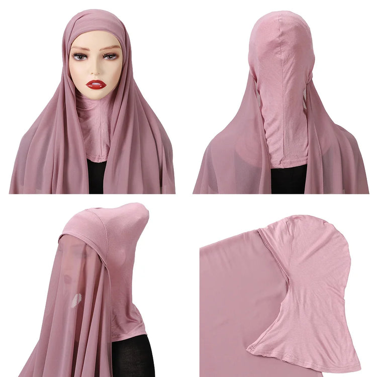 Full Cover Inner Muslim Chiffon Hijab Instant Scarf Islamic Cap Head Wear Caps Underscarf Bone Bonnet Headcover - Lena & Miles Exquisite Boutique LLC.
