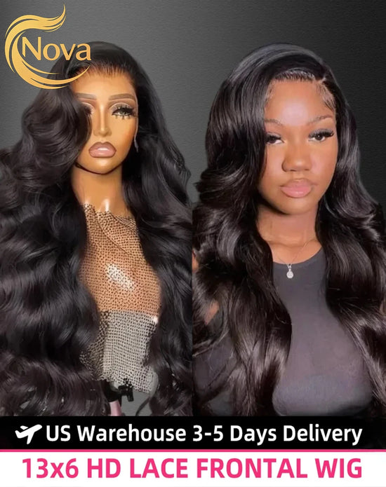 13x6 13x4 Body Wave Human Hair Front Wig 40 Inch HD Transparent Lace Frontal Wigs 200 Density Pre Plucked Lace Wigs For Women