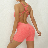 V Back One-Piece Suit Scrunch Sports Jumpsuit Women Gym Rompers Female Quick-Drying Yoga Clothing Fitness Sexy Bodysuits Women - Lena & Miles Exquisite Boutique LLC.