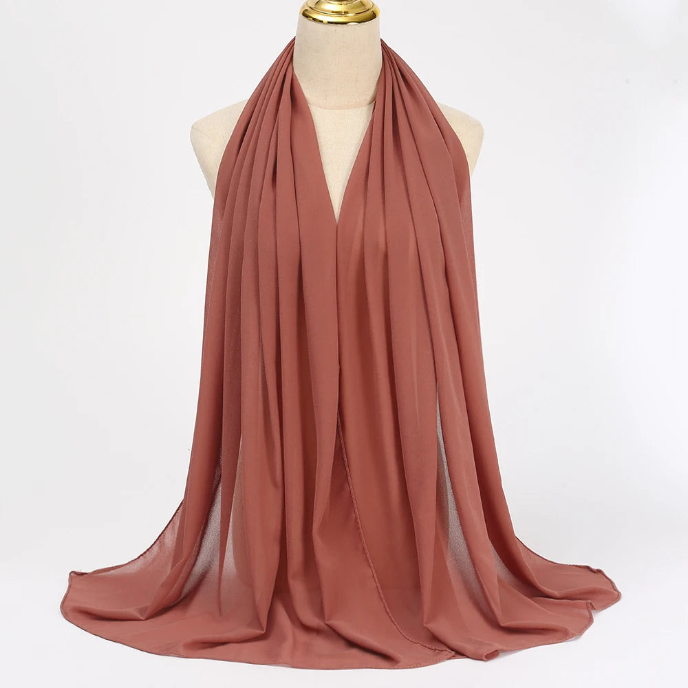Ramadan Muslim Chiffon Hijabs For Woman Plain - Lena & Miles Exquisite Boutique LLC.