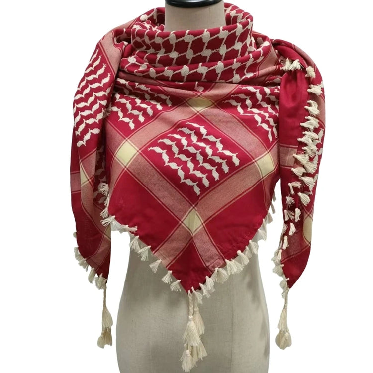 Fringed Arab Scarf Shemagh Head Wrap Arabian - Lena & Miles Exquisite Boutique LLC.
