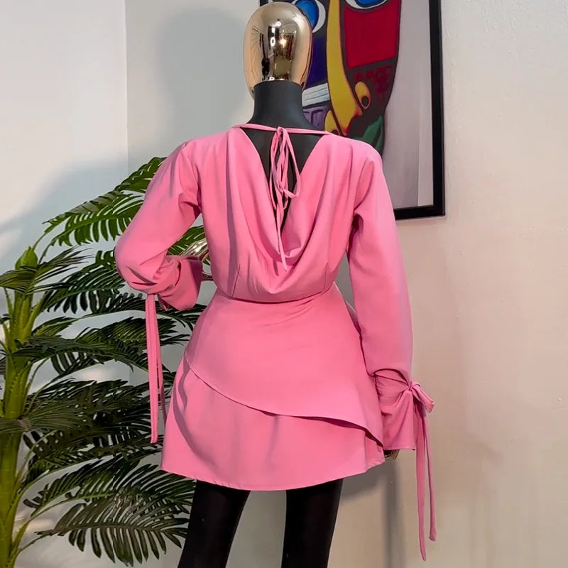 CM.YAYA Women Tie Up Bow Long Sleeve O- - Lena & Miles Exquisite Boutique LLC.