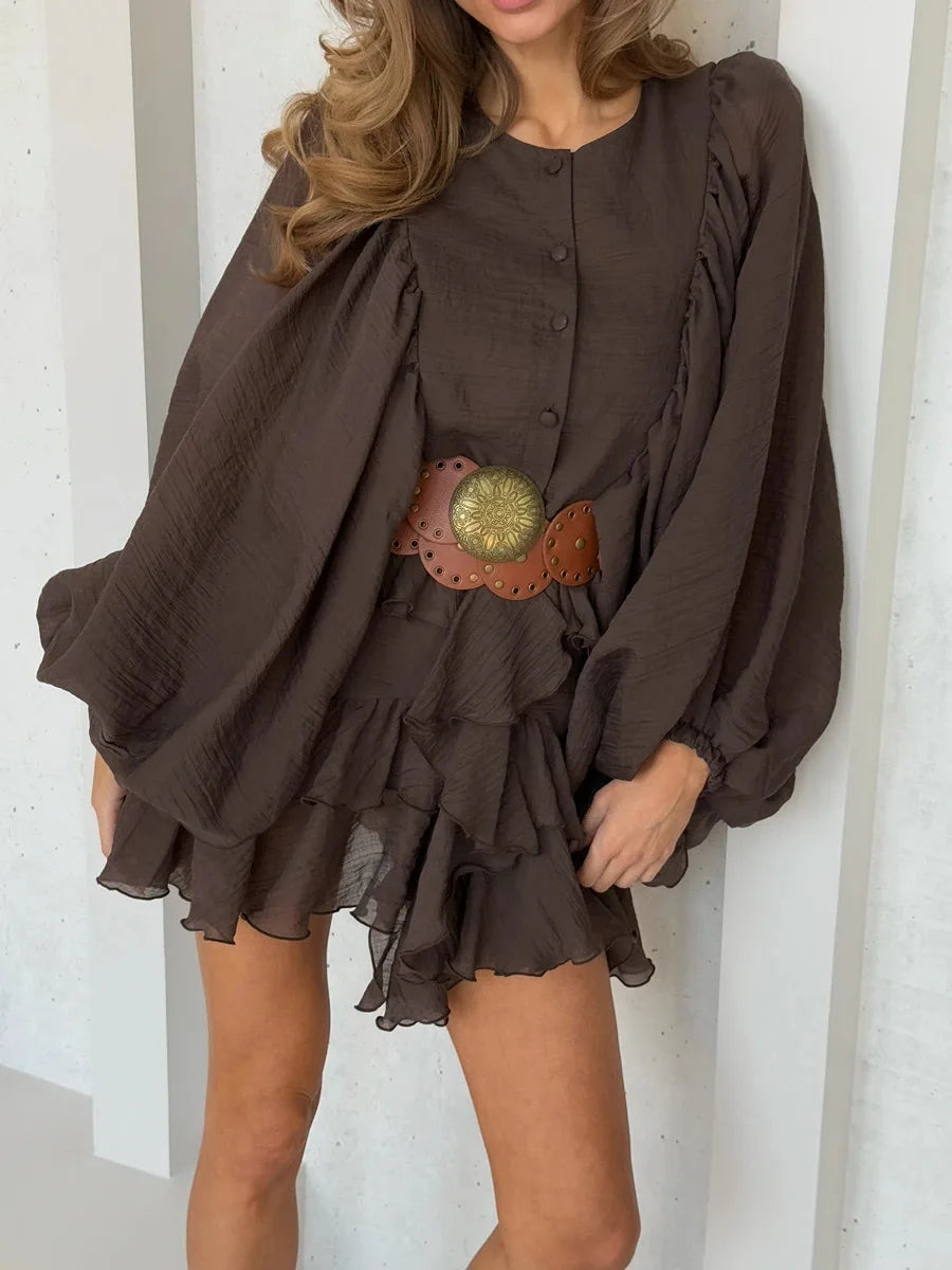 Tornova Fashion Ruffled Mini Dress - Lena & Miles Exquisite Boutique LLC.