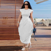 CMYAYA Loose DrawString Women O-neck Sleeve - Lena & Miles Exquisite Boutique LLC.