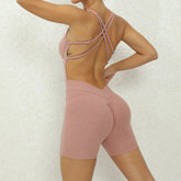 V Back One-Piece Suit Scrunch Sports Jumpsuit Women Gym Rompers Female Quick-Drying Yoga Clothing Fitness Sexy Bodysuits Women - Lena & Miles Exquisite Boutique LLC.