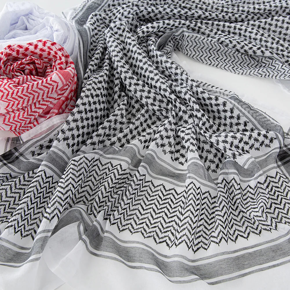 Luxury Design Muslim Men Plaid Print Kerchief Arab Shemagh Dubai Turban Neck Wrap Keffiyeh Arabic Middle East Headcover Shawl - Lena & Miles Exquisite Boutique LLC.