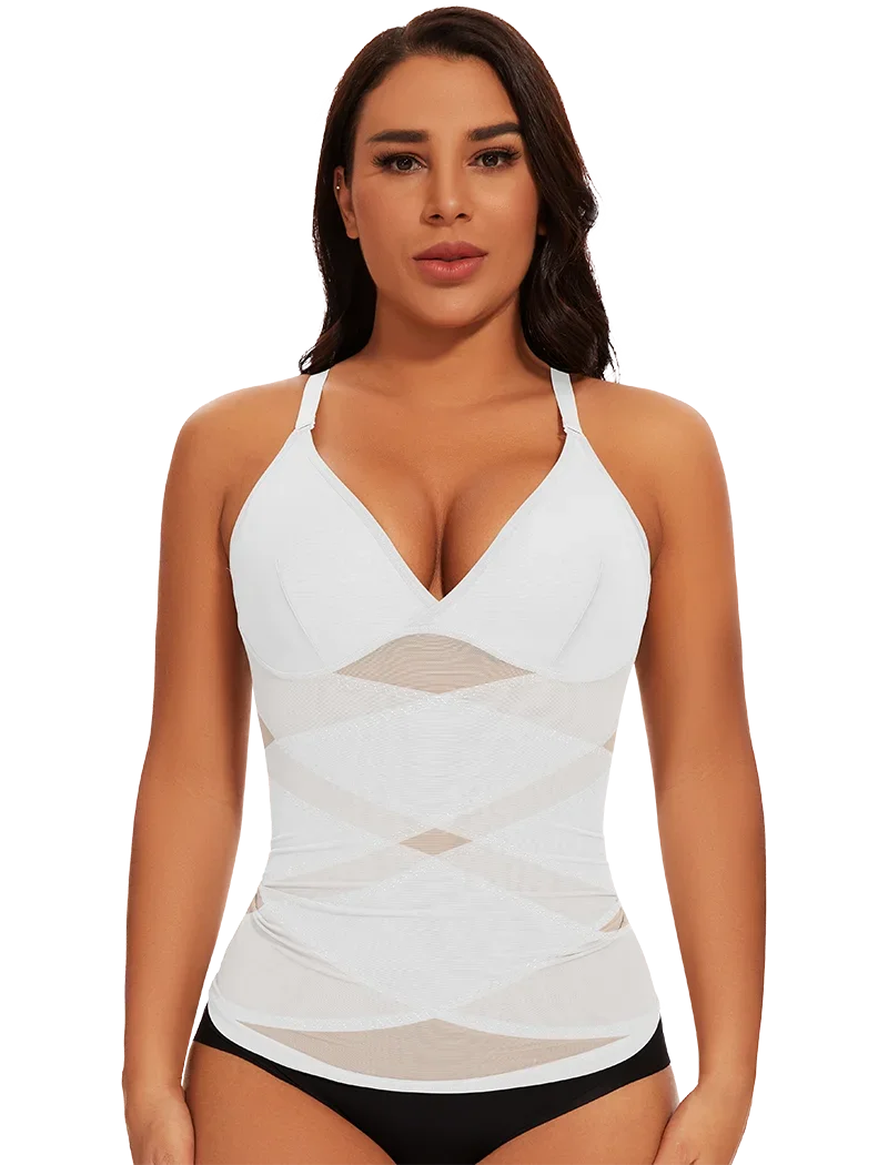 MISSMOLY Women Built in bra Shapewear Camisole Tummy Control Body Shaper Slimming Underwear Compression Corset Bustier Tank Tops - Lena & Miles Exquisite Boutique LLC.