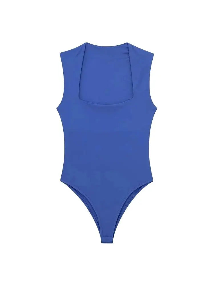 TRZA-Skinny Bodysuits for Women, Sexy Fashion, Square Neck, Sleeveless, Snap-Button, Female Playsuits, Mujer - Lena & Miles Exquisite Boutique LLC.