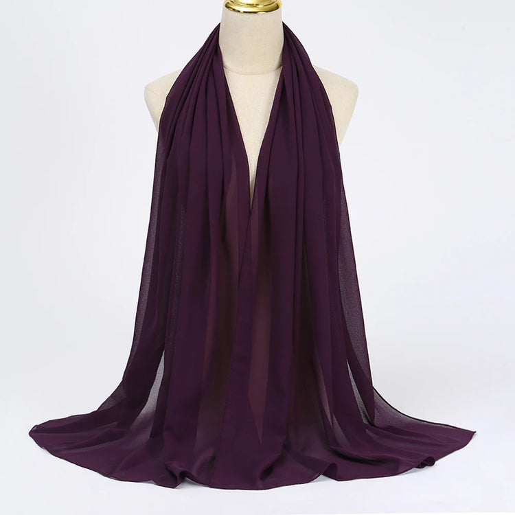 Ramadan Muslim Chiffon Hijabs For Woman Plain - Lena & Miles Exquisite Boutique LLC.
