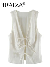 TRAFZA Women Fashion Lace Up Vest V Neck - Lena & Miles Exquisite Boutique LLC.