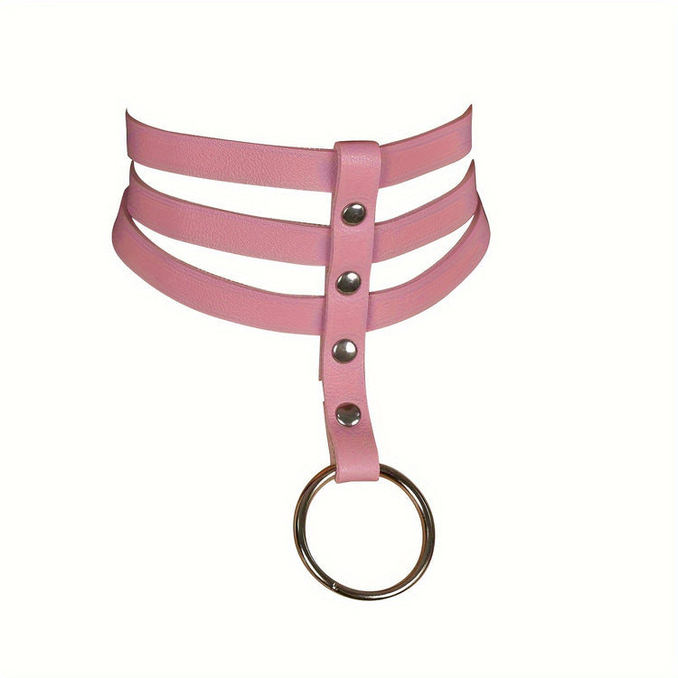 Punk Hollow Faux Leather Choker Necklace - Adjustable Three-Strap Design for a Customizable Fit, Premium Artificial Leather for a Luxurious Feel, Sexy Womens Lingerie and Underwear Accessory for a Romantic Evening or Night Ou - Lena & Miles Exquisite Boutique LLC.