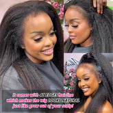 Kinky Straight 4C Edges Wig Human Hair 13x4 Lace Front Human Hair Wigs Yaki Straight Lace Front Wig For Women Brazilian Remy Human Hair Wig With Curly Baby Hair 18-30 Inch Natural Color - Lena & Miles Exquisite Boutique LLC.