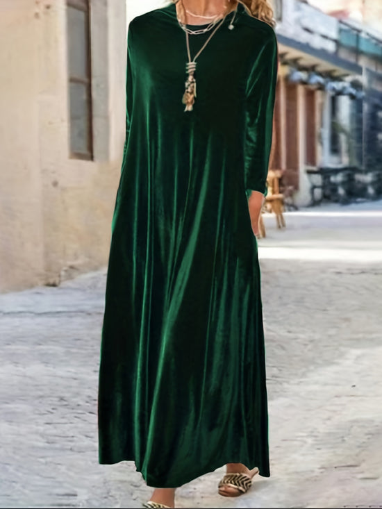 Plus Size Elegant Velvet Dress - Women&