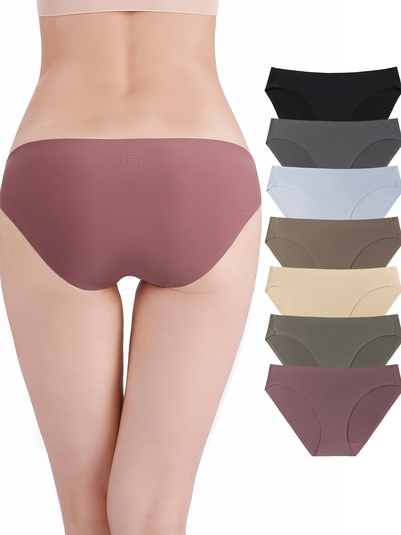 7pcs Mixed Color Bikini Panties, Breathable & Soft Elastic Panties, Women&