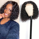 Beaushine Luxury Bob Human Hair Wigs - Short Water Wave Wet Wavy Style for Black Women - 10inch 13x4x1 Middle Part, Glueless Lace Closure, Pre-Plucked, 150% Density - Naturally Luscious and Easy to Style - Lena & Miles Exquisite Boutique LLC.