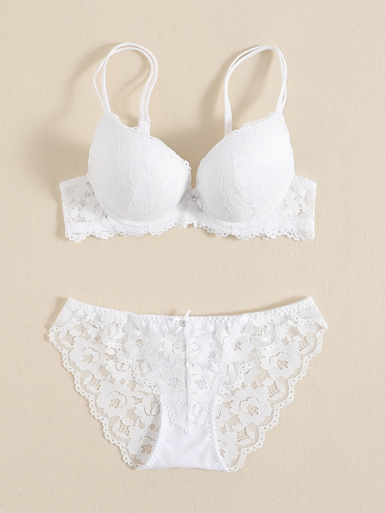 Romantic Lace Embroidery Lingerie Set - Soft & Breathable Push-Up Bra with Sheer Panty - Perfect Seductive Valentines Gift for Her - Womens Comfortable Intimate Wear - Lena & Miles Exquisite Boutique LLC.