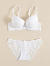 Romantic Lace Embroidery Lingerie Set - Soft & Breathable Push-Up Bra with Sheer Panty - Perfect Seductive Valentines Gift for Her - Womens Comfortable Intimate Wear - Lena & Miles Exquisite Boutique LLC.