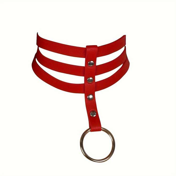 Punk Hollow Faux Leather Choker Necklace - Adjustable Three-Strap Design for a Customizable Fit, Premium Artificial Leather for a Luxurious Feel, Sexy Womens Lingerie and Underwear Accessory for a Romantic Evening or Night Ou - Lena & Miles Exquisite Boutique LLC.